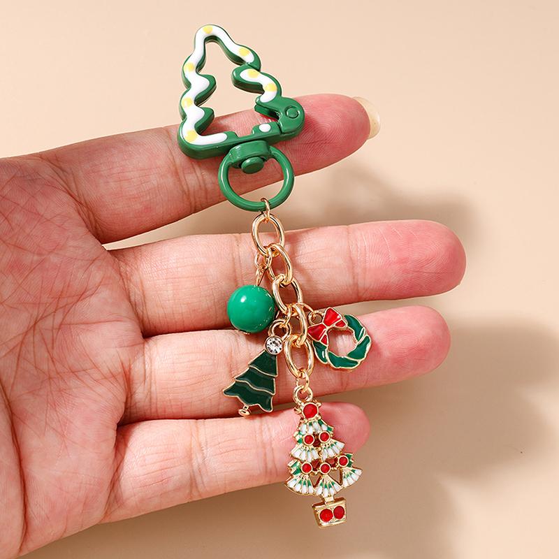 Christmas Tree Keychain Women Girls Santa Claus Snowman Key Ring Pendants For Handbag Decor Diy Key Chain  Year Gifts