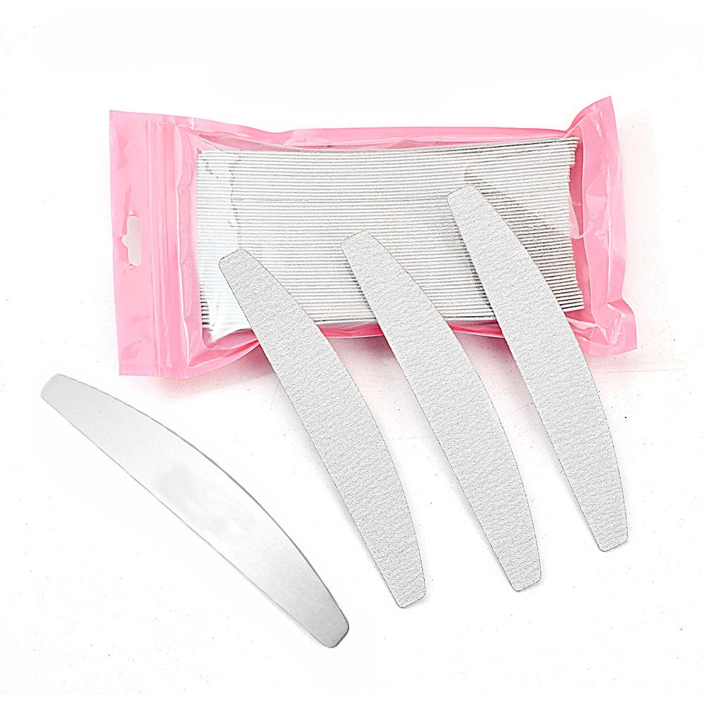 Tearable Gray-White Sanding Sheets: Replaceable Half-Moon Nail File with Stainless Steel Core for Shaping and Nail Art