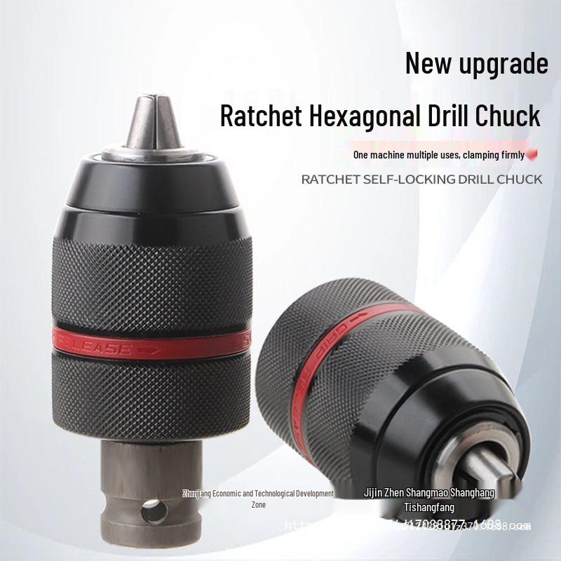 13mm Self-Locking Ratchet Metal Drill Chuck Adapter for Electric to Hand Drill Conversion