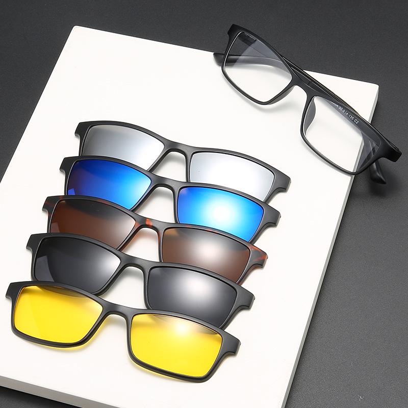 Новые магнитные накладные поляризационные солнцезащитные очки, набор из пяти штук для мужчин и женщин TR Frame Set
