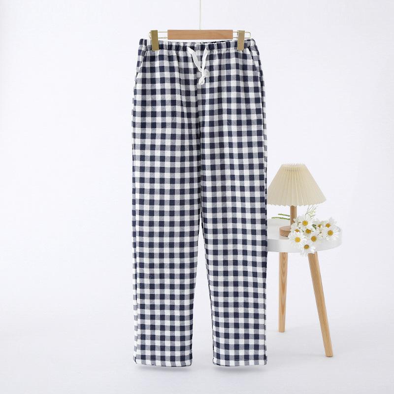 Autumn and winter, home pants couple, plaid trousers, men's pajama pants padded cotton thermal casual loose women's trousers