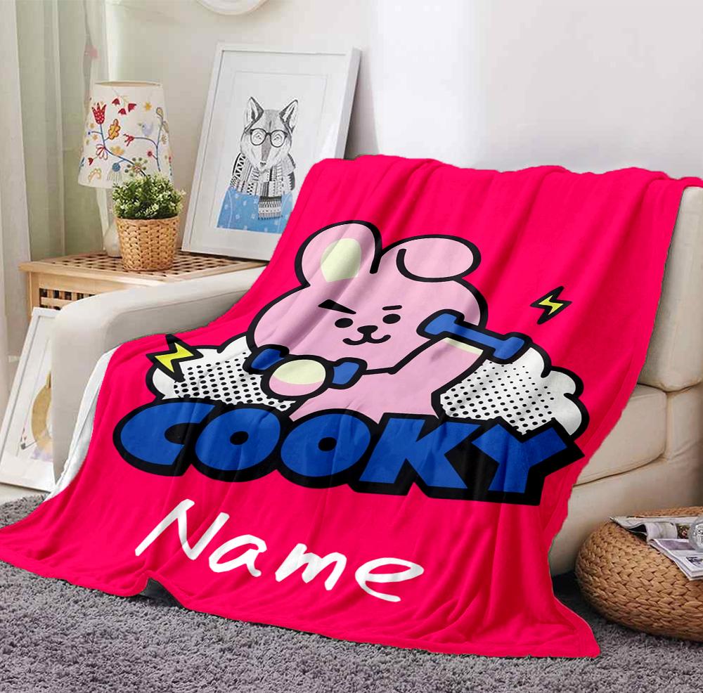 Custom Name Kawaii Friends Flannel Blanket Throw Blanket Soft Warm Sofa Bed home Decor Unique Gift