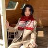 Plush Jacquard Knitted Scarf Thicken Fair Isle Style Shawl Retro Winter Cashmere Scarves  Women/Men