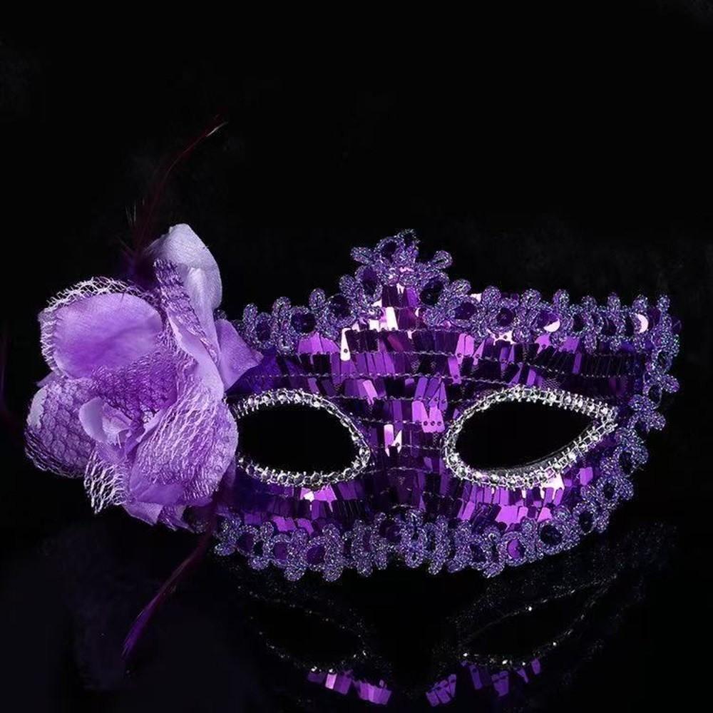 Performance Costume Diamond Venetian Mask Feather Crystal Veil Dance Mask Flower Masquerade Mask Dance Party