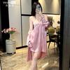 [Carefully Selected] Lace camisole nightdress, summer with bra pad, sexy ice silk nightgown, pure and alluring style slip dress coat set