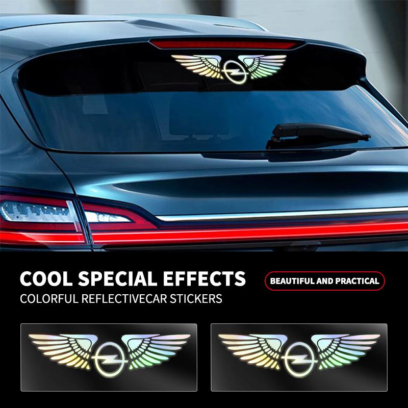 VKXG1 Colorful Reflective Laser Angel Car Window Rear Trunk Rearview Mirror Sticker For Opel OPC Astra K Vectra Corsa Zafira Insignia