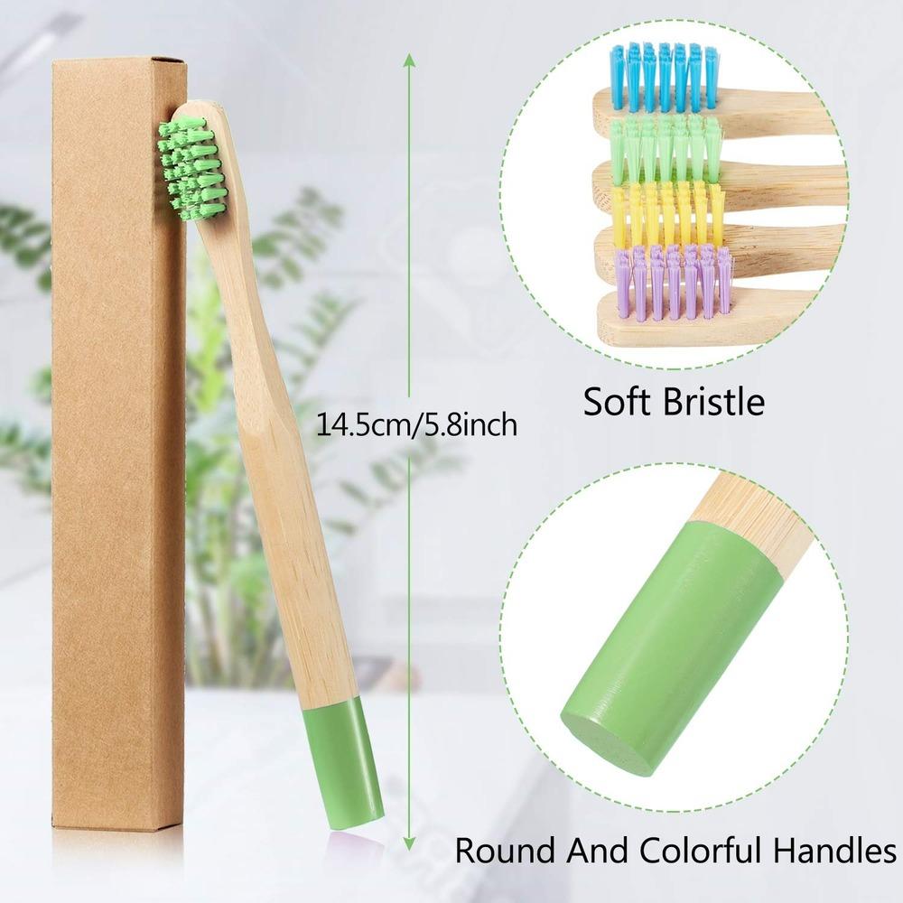 Kids Bamboo Toothbrushes 5 Pack BPA Free Soft Bristles Toothbrush Eco Friendly Natural Bamboo Toothbrush Set Compostable Wooden