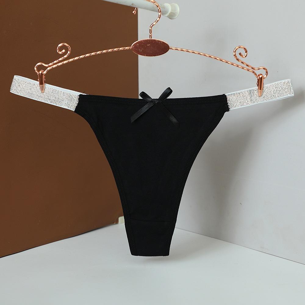 Silver Thin Belt Bowknot Panties Bow Cotton Thong Sweet Women's Briefs  Lingerie