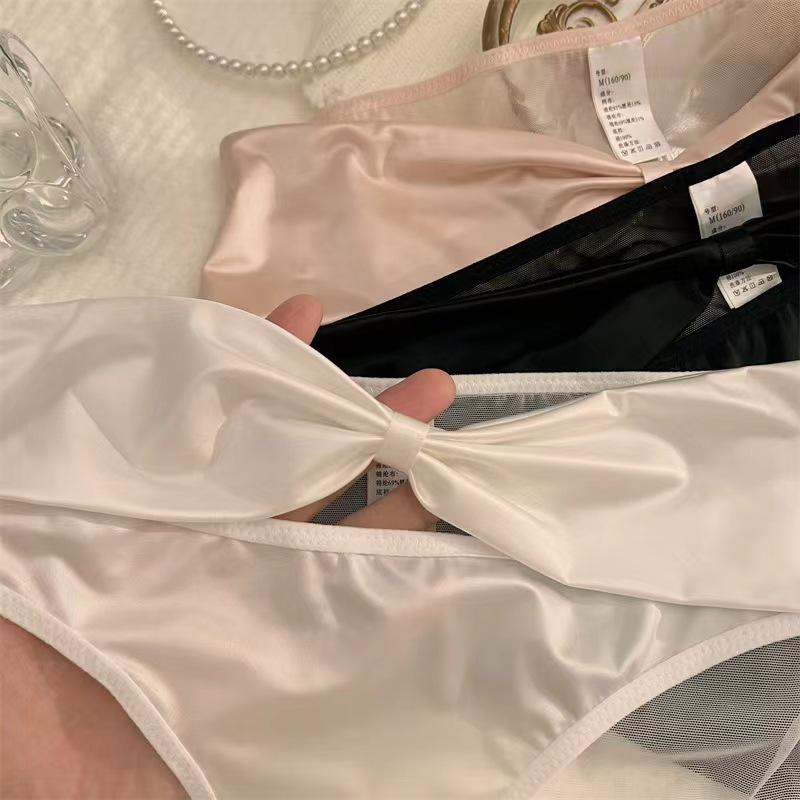 "Dámské kalhotky středního pasu Satin Desire French Hollow - Sexy a pohodlný klín z čisté bavlny"