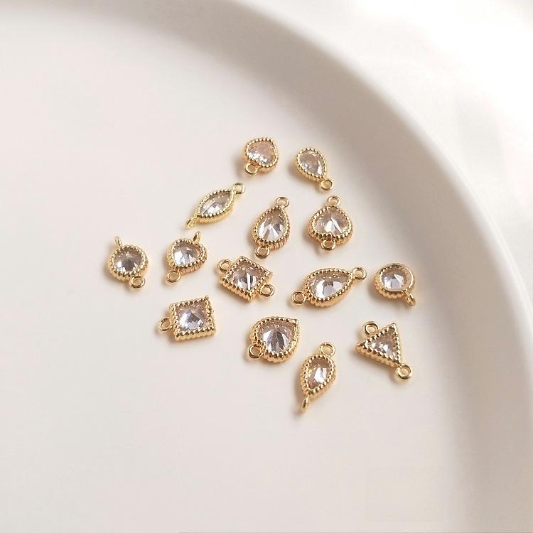 14K Gold-Plated Zircon Heart Teardrop Geometric Pendant