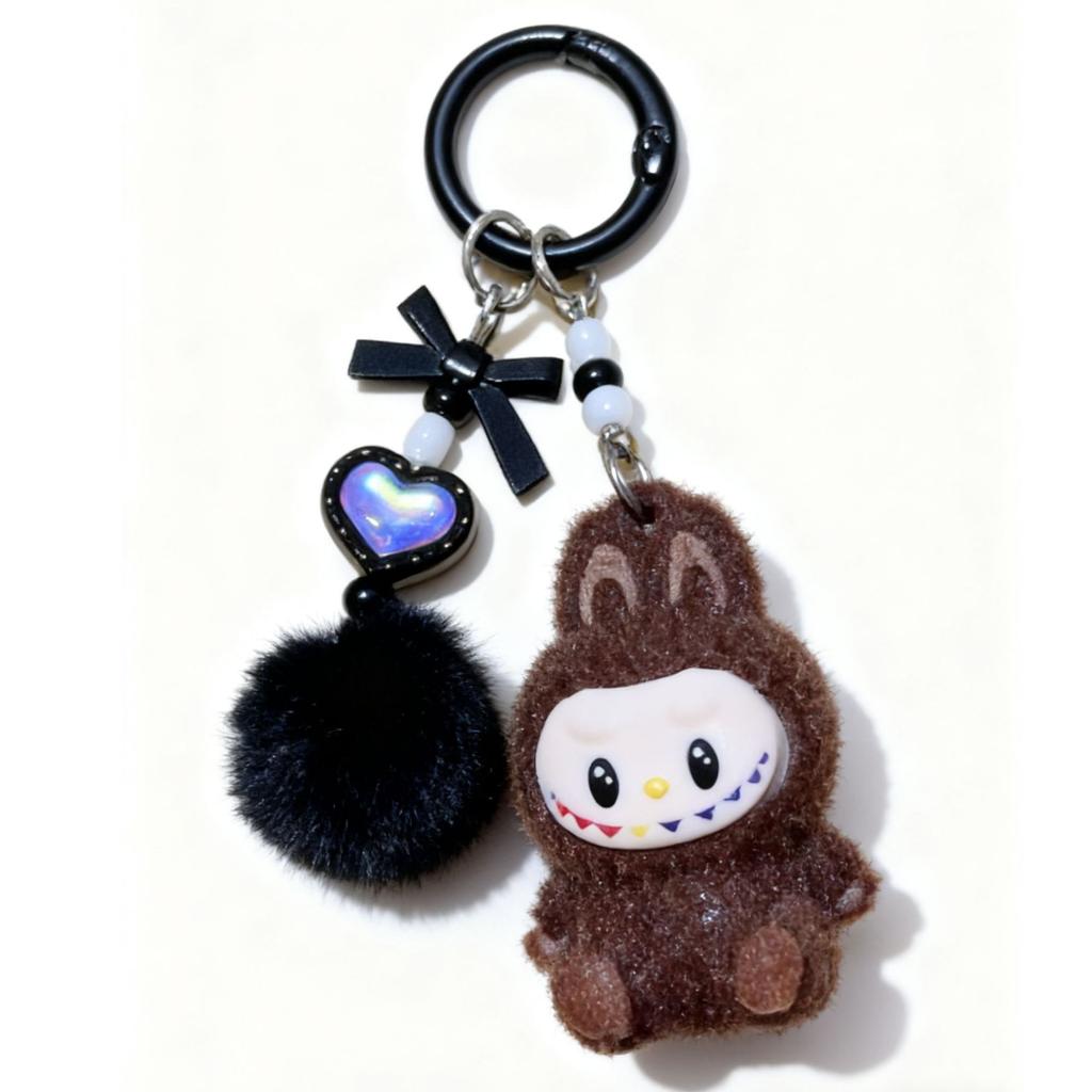 Flocking Sitting Doll Girl Bag Pendant Cute Student Pendant Keychain