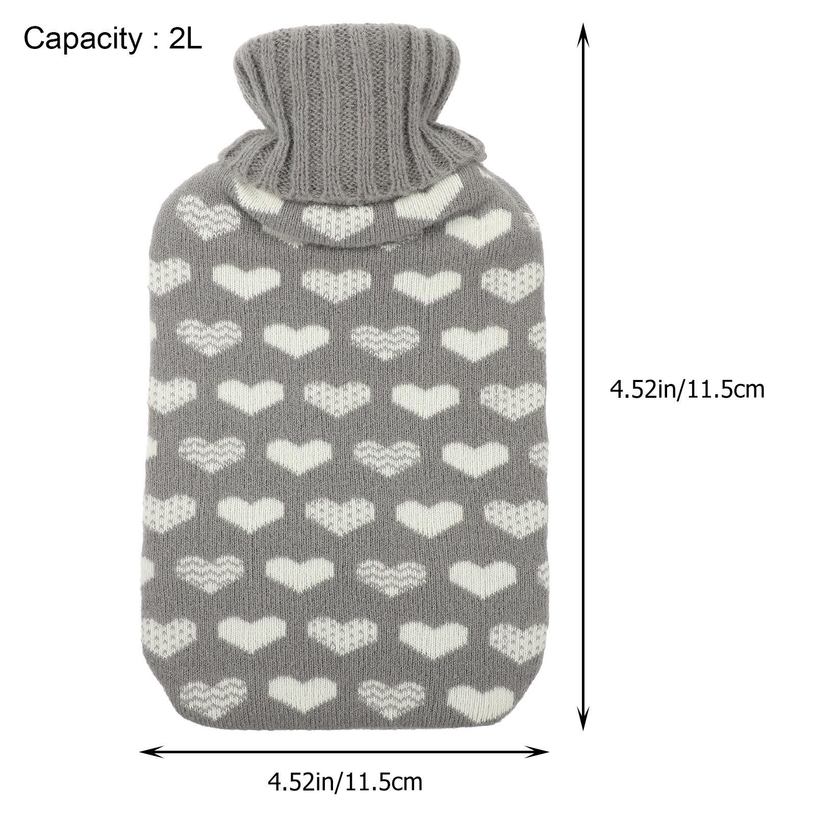 

1Set Hot Water Bag Portable Thick Hot Water Bottle with Cover Comfortable Hand Warmer Home Office Outdoor Winter Accessory сірий