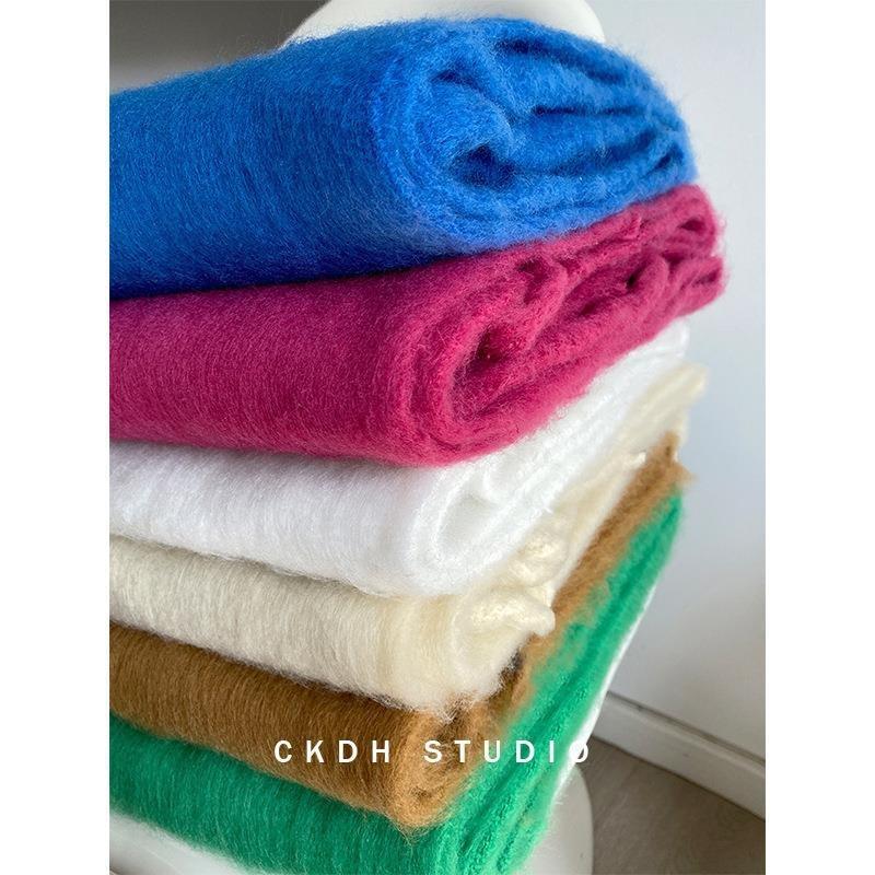 Limited-time snap-up price! Mohair fleece scarf women's 14 classic colors, warm in autumn and winter, soft and thickened scarf, solid color