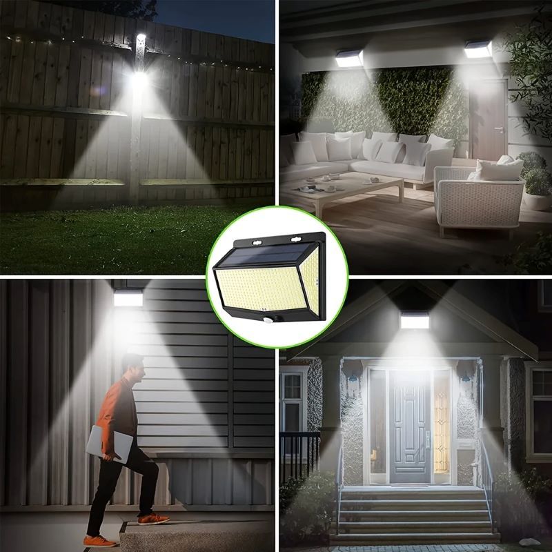 Solar Outdoor Light 468LED PIR Motion Sensor with 3 Modes Waterproof Wall Mounted Suitable for Courtyard Corridors and Garages