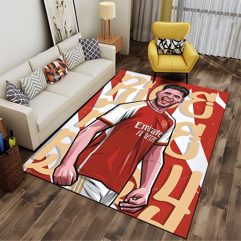 Soccer Player Art in Red suitable as a non-slip mat for the living room or bedroom sofa