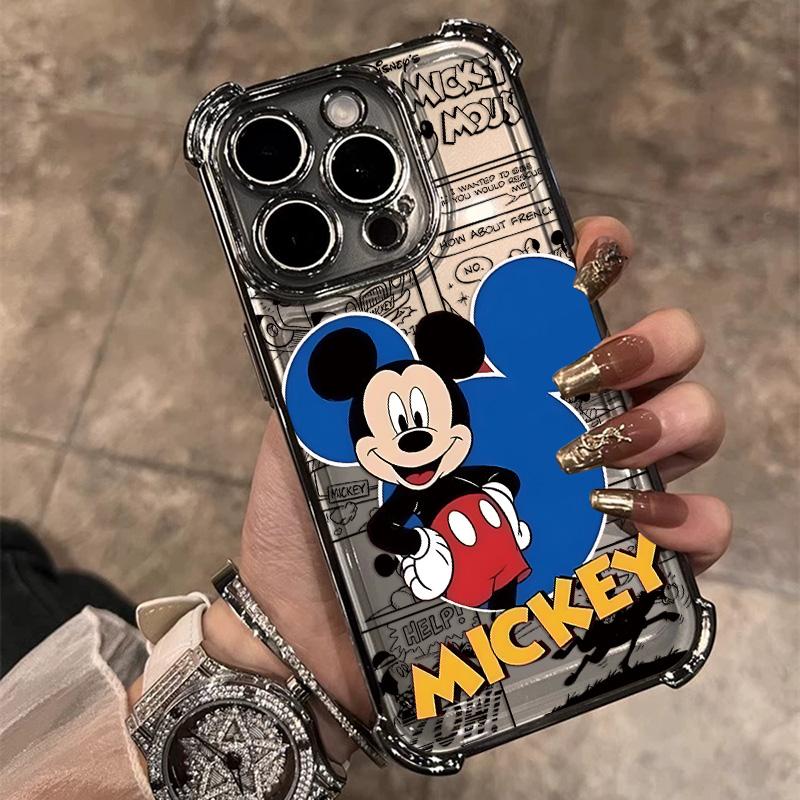 Graffiti M-Mickey Minnies Plating Phone Case For iPhone 17 17e 16e 16 15 14 13 12 11 Pro Max X XR XSMax Mini Air Plus Anti-Fall