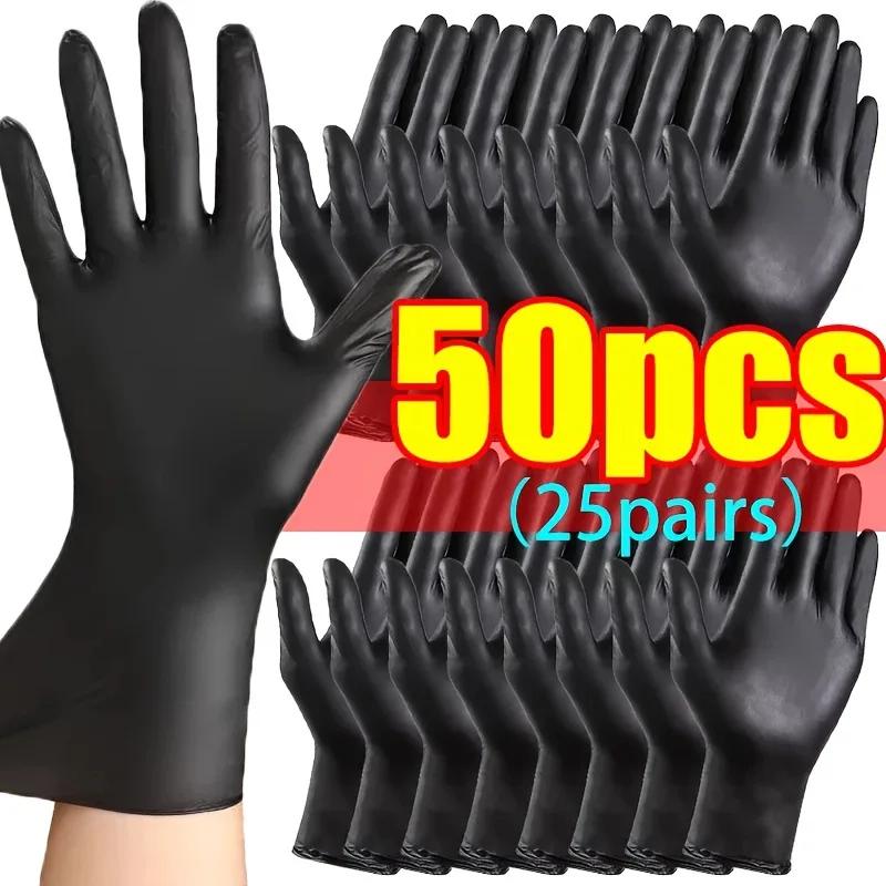 100/10Pcs Thickened Disposable Nitrile Gloves High Quality Black Car Cleaning Dusting Gloves Repair Work Gloves Auto Accessoires