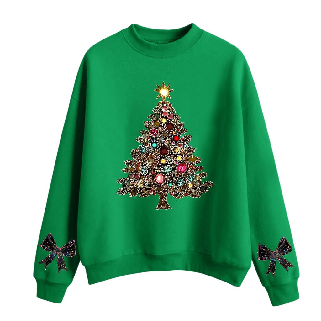 Women's Fashion Casual Round Neck Long Sleeve Christmas Printed Sweatshirt
