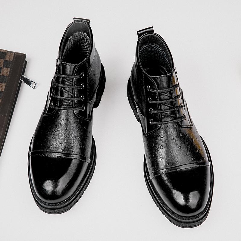 Fashion Luxury Brand Men Ankle Boots Genuine Leather Retro Lace Up Dress Boots Winter Platform Snow Boots Classic Business Walking Shoes