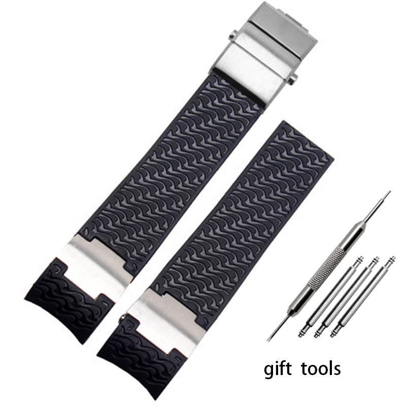 Rubber wristwatch strap silicone wristwatch strap with Ulysse Nardin blue black brown 25 * 12mm  men  tools watchband 22-20mm