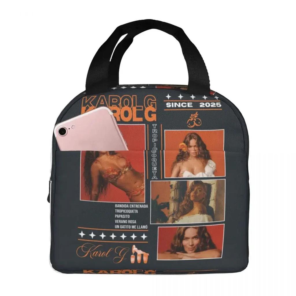 Karol G Tropicoqueta New Album Latina Insulated Lunch Bag for Women Kids Portable Food Boxes Thermal Lunch Box Tote
