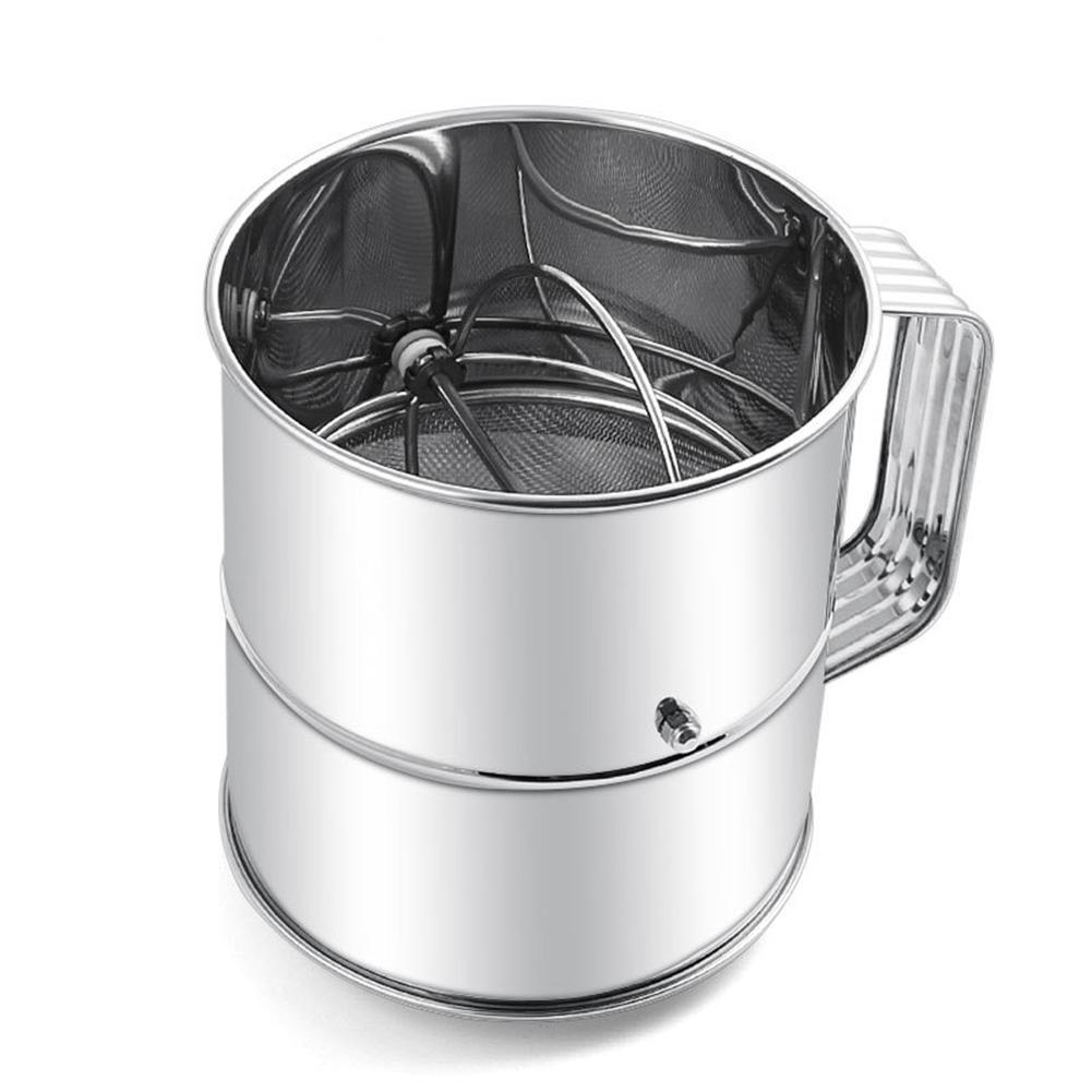 Clumps Break Up Stainless Steel Flour Strainer Stainless Steel Flour Strainer Rotating Mixing Ring Capacity Features