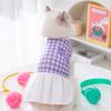 Thin Breathable Bipedal Love Checkerboard Couple Clothing Small Dog Pet Clothing Spring and Summer Cat Clothing