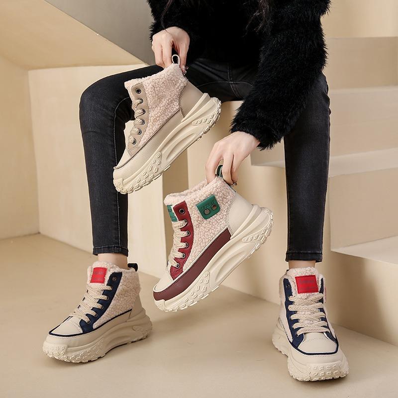 Dad Shoes Women's Winter Fleece Warm High Top Tide Student Leisure Sports Cotton Shoes Women