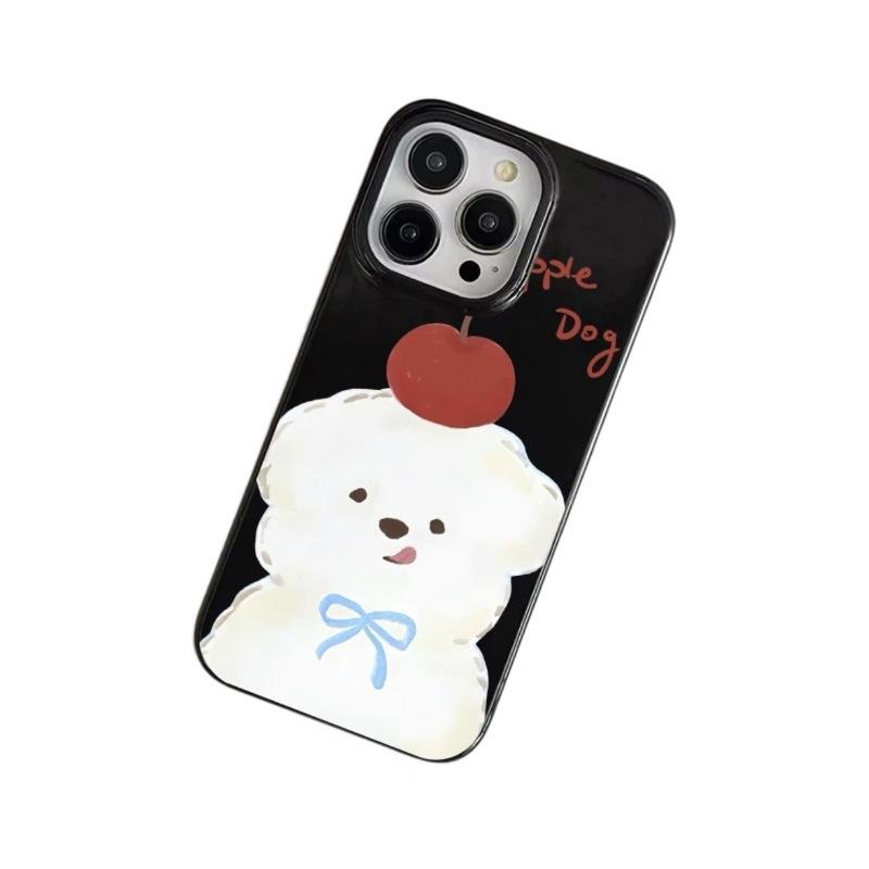 Cute Apple Puppy Suitable for Apple 15/14promax Jelly Mobile Phone Case 13/12 Set 16 16pro Soft 11