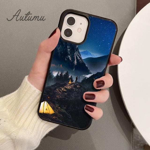 Camping Nature Mountain Phone Case for iPhone 11 12 13 14 Pro Max Mini XR XS SE 2020 6 6S 7 8 Plus Samsung Galaxy S21 S22 Cover