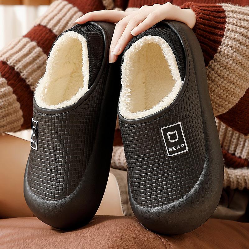 EVA Waterproof Cotton Slippers Women's Winter Bag Heel Plush Warm and Non-slip Men's Home Home Cotton Shoes Men's Winter