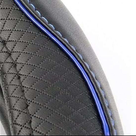 Universal Car Steering Wheel Cover, Anti-Slip Leather Steering Black with Blue