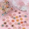 30 Stück 8mm 3D Mini Blume Nail Art Charms, Goldene Kante Blumendekoration Nagelzubehör für Frühling & Sommer DIY Maniküre Zubehör