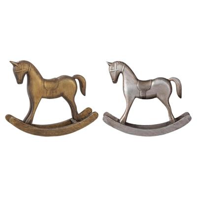 Cavallo a Dondolo Statua Scultura in Legno Versatile Rustica Decorazione Decorativa