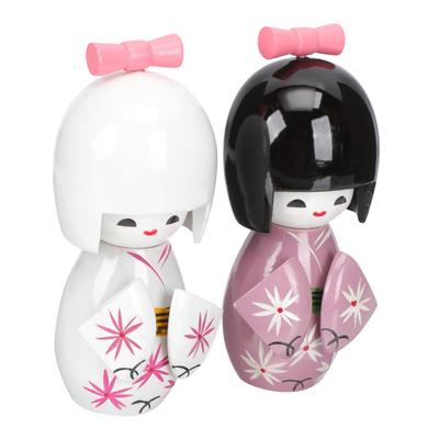 Toyvian Kimono Panenka Panenka Dřevěná Japonská Ženská Figurka Dekor Dívka Kimono Domácí Řemesla Tradiční Řemeslo Ozdoba 2dílná Sběratelská