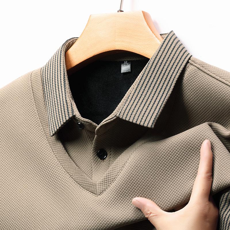 

Men s High-End Business Casual Striped Long-Sleeve Polo for Spring & Autumn 4XL