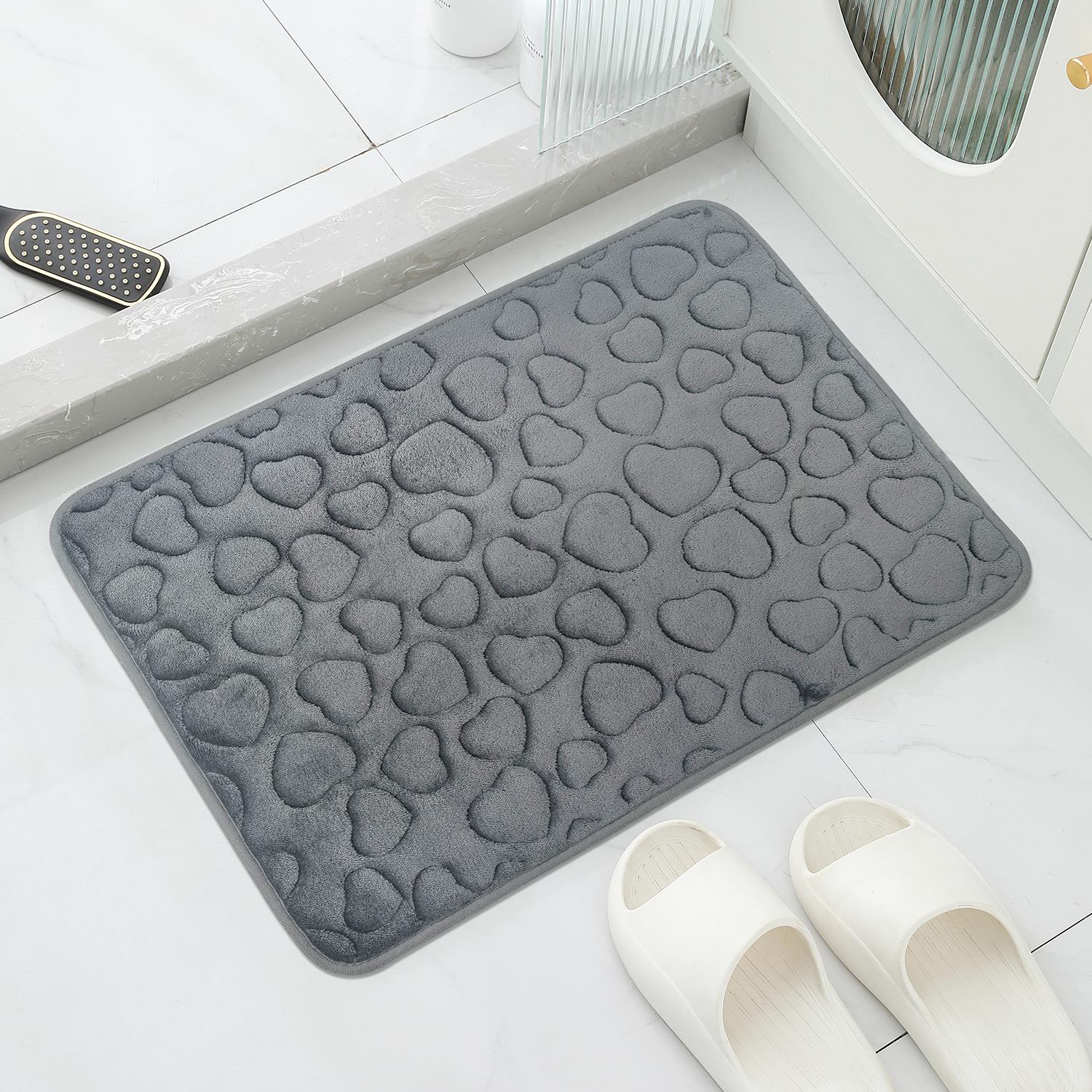 

Коврик для ванной с губкой и мелким каменным узором, нескользящий коврик для двери в ванную, для использования на кухне и дома - праздничный дизайн на рождественскую тематику 40cmx60cm темно-серого