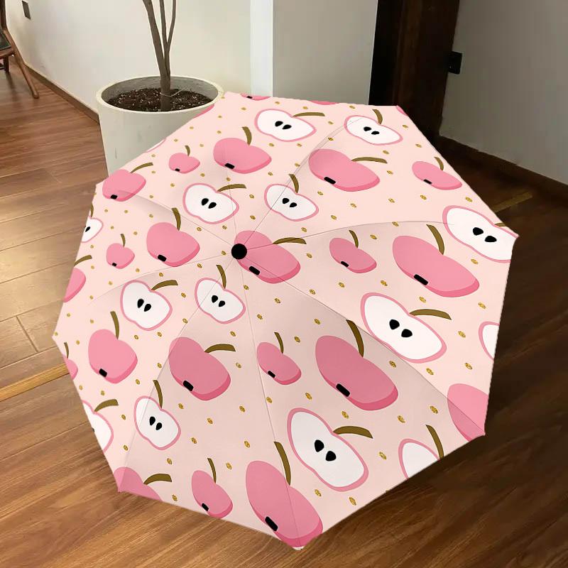 1PC Apple Umbrella-8-Rib Reinforced, Automatic Open, Lightweight & Durable, Fashion Accessory for Outdoor, J0354