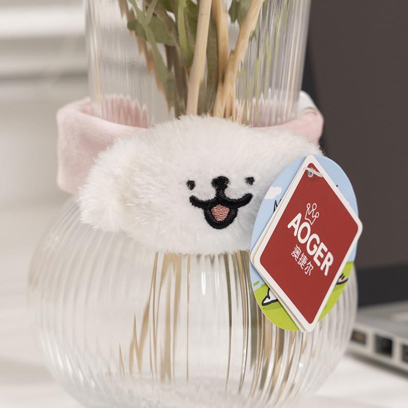 

Adorable Plush Dog Headband For Women Ideal For Face Masks And Hair Care Activities White Pop Ring