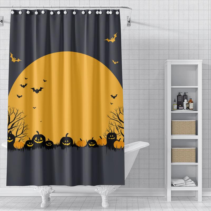 Home Shower Curtains for Bathroom Waterproof Fabric Modern Nordic Style Living Room Curtain Halloween Autumn Pumpkin Decoration