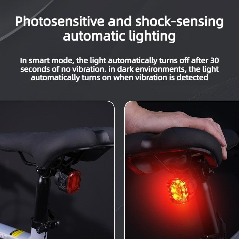 Smart Bike Tail Light USB-C Auto Brake Sensor Waterproof IPX6 LED Cycling Safety Warning Rear Light for Bicycle