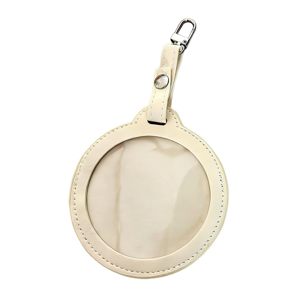 Premium PU Badge Holder 75mm Collector Case with Clear Window And Metal Clasp for Anime Character Pins Keychain Lanyard Display