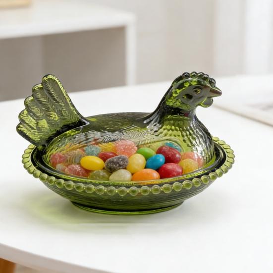 Yousheng Clear Chicken Storage Box Multi-purpose Snacks Candies Nuts Foods Container Jar Jewelry Holder Kitchen Table Centerpiece Decorative
