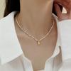 Single natural pearl pendant necklace women's spring new popular broken silver neck chain exquisite design collarbone chain