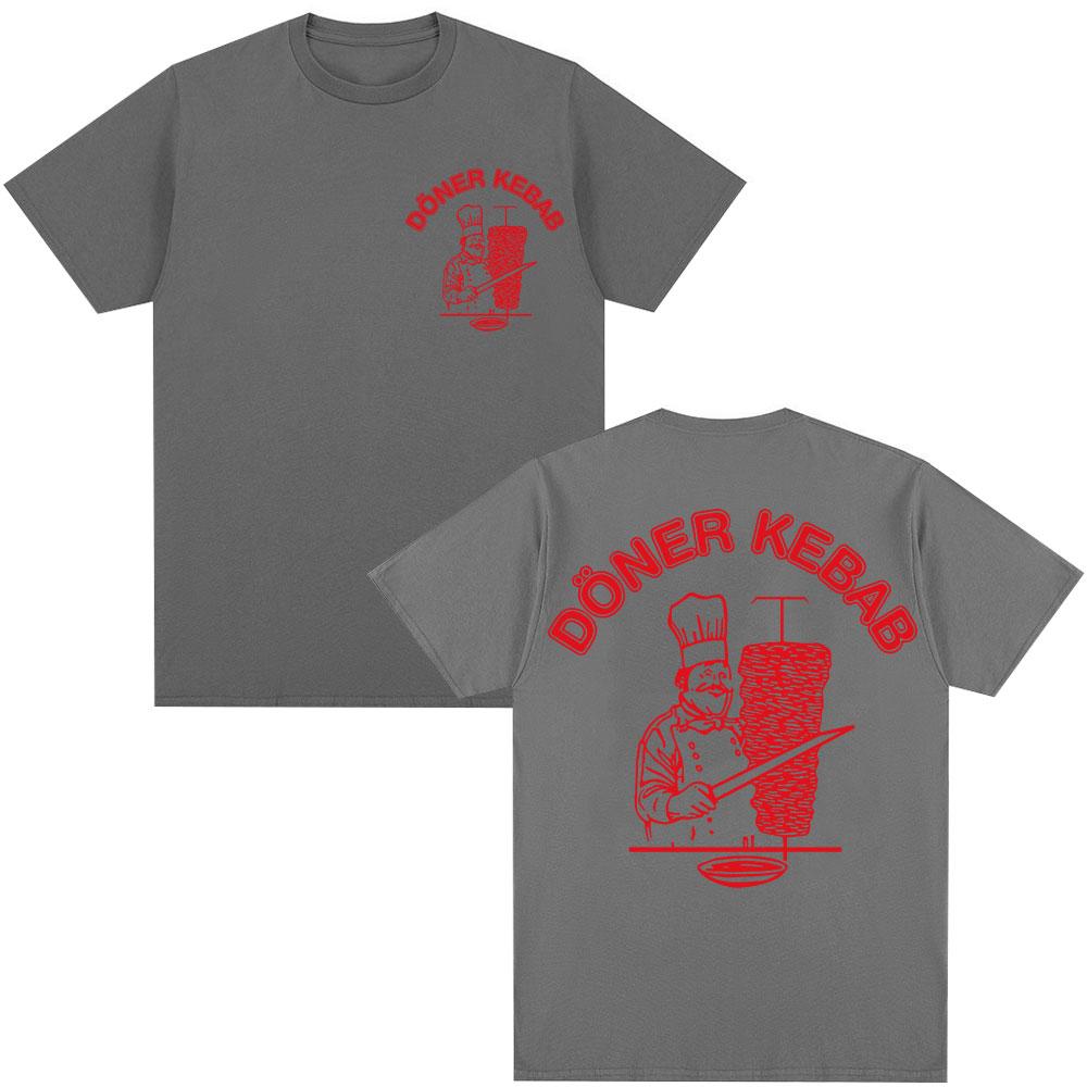 Sommer Hot Sale Döner Kebab Fun Bedrucktes Baumwoll-T-Shirt, Übergroßes Kurzarm-Shirt, Harajuku Gothic Stil, Unisex Streetwear