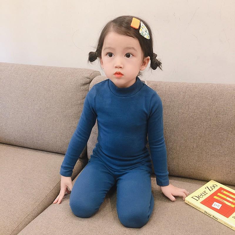 Kids Thermal Pajama Set Long Sleeve Cotton Fleece-Lined Sleepwear Boys Girls Winter A-Class Safety