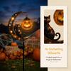 Iron Black Cat Moon Ground Lamp Waterproof Solar Garden Light Auto On/Off for Outdoor Lawns Courtyards Yards Patio Pathway Halloween Decor