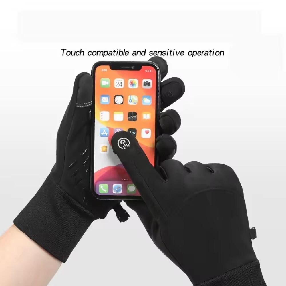 Black Winter Warm Full Fingers Waterproof Cycling Outdoor Sports Running Motorcycle Ski Touch Screen  Gloves