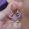 Vintage design opal ginkgo biloba stud earrings femininity personality Internet celebrity earrings earrings