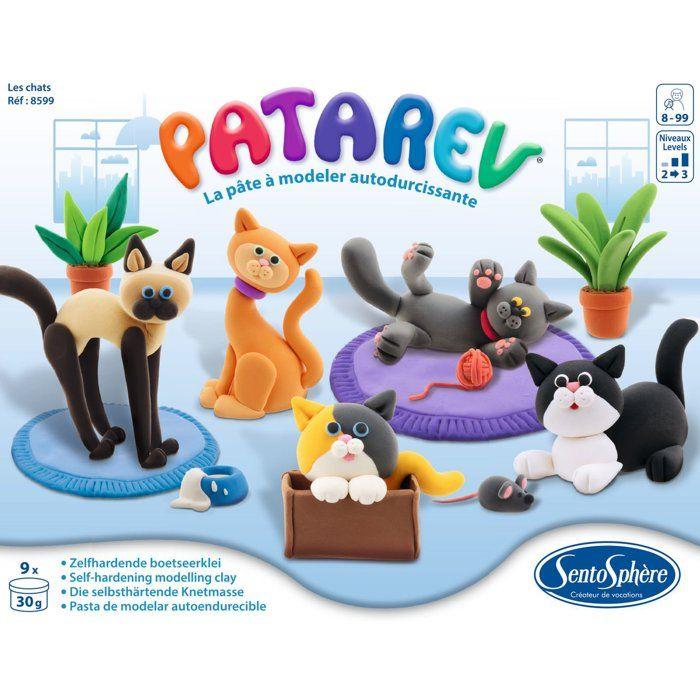 Pate à modeler autodurcissante - SENTOSPHERE - Patarev - Les Chats - Différentes Couleurs - 9 couleurs - Dès 7 ans